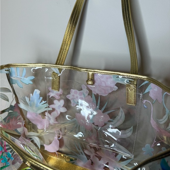 Spartina 449 Flamingo Floral Retreat Clear Beach Tote - Picture 11 of 13